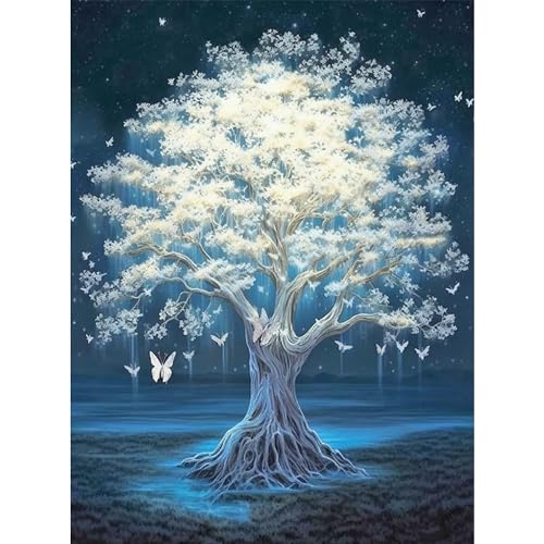 wadafen Diamond Painting Erwachsene Set Baum,5D Diamond Art Painting Kits, Diamant Malerei Set,DIY Rund Full Drill Cross Stickerei Malerei Kits,für Wohnzimmer Schlafzimmer Büro Wand von wadafen