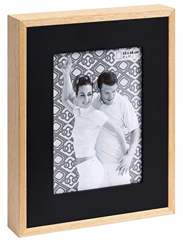 walther design Bilderrahmen schwarz 13 x 18 cm Holz-Portraitrahmen mit Holzpassepartout, Double YP318B von walther design