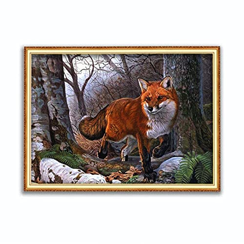 kreuzstich stickpackungen vorgedruckt bilder kinder erwachsene anfanger Fuchs kreuzstich set diy 11ct Baumwolle Stoff Vorsortierte Garne SchlafzimmerInnendekoration (40×50cm) von wangcatcai