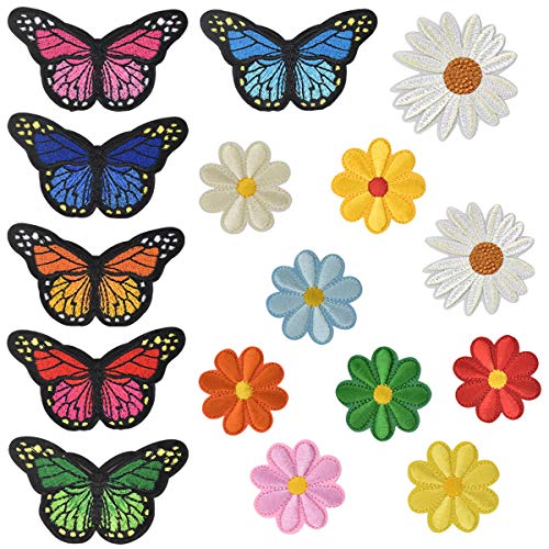 16pcs Aufnäher Patches Aufnäher zum Aufbügeln Aufbügler Patches Bügelflicken Kinder Bügel Blumen Aufnäher DIY Kleidung Patches Aufkleber Gestickten Aufnäher Applikation Flicken zum Aufbügeln Jeans von wangjiangda