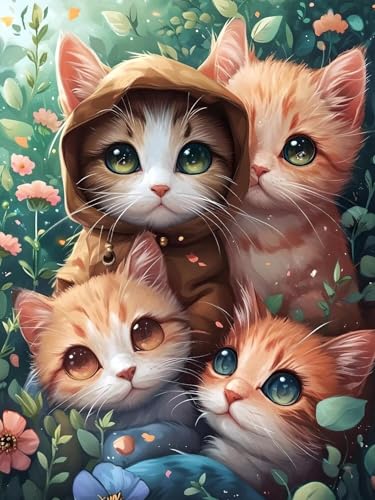 5D Diamond Painting Erwachsene Katzenblumen Diamant Painting Bilder, DIY Diamond Painting Kinder Crystal Art Stickerei Malerei Kits Home Büro Wall Dekoration, Weihnachtsdeko Geschenke 100x150cm t-2673 von wcusmmog