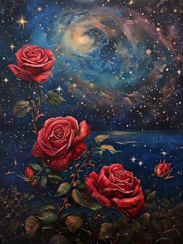 5D Diamond Painting Erwachsene Rosen-Sternenhimmel Diamant Painting Bilder, DIY Diamond Painting Kinder Crystal Art Stickerei Malerei Kits Home Büro Wall Weihnachtsdeko Geschenke 70x100cm t-2847 von wcusmmog