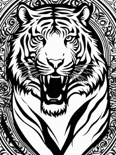 5D Diamond Painting Erwachsene Tiger Black Diamant Painting Bilder, DIY Diamond Painting Kinder Crystal Art Stickerei Malerei Kits Home Büro Wall Dekoration, Weihnachtsdeko Geschenke 100x150cm t-2255 von wcusmmog