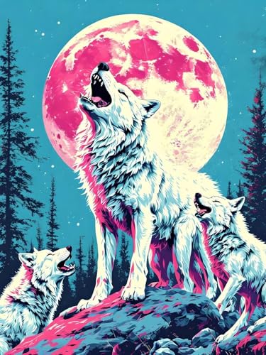 5D Diamond Painting Erwachsene Wolfsmond Diamant Painting Bilder, DIY Diamond Painting Kinder Crystal Art Stickerei Malerei Kits Home Büro Wall Dekoration, Weihnachtsdeko Geschenke 100x150cm t-2244 von wcusmmog