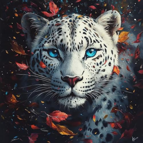 DIY WeißEr Tiger Diamond Painting Erwachsene, 5D Blatt Diamant Painting Bilder Kinder Anfänger, Mosaik Bastelset Erwachsene Diamanten Malerei Stickerei Kreuzstich Home Wand Dekor 80x80 cm V-18 von wcusmmog