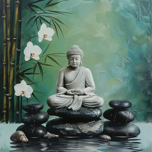 DIY Zen Buddhismus Diamond Painting Erwachsene, 5D Stein Diamant Painting Bilder Kinder Anfänger, Mosaik Bastelset Erwachsene Diamanten Malerei Stickerei Kreuzstich Home Wand Dekor 80x80 cm V-93 von wcusmmog