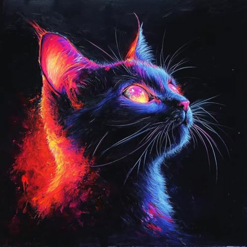 Diamond Painting Erwachsene Farbe, Diamant Painting Katze Bilder 5D DIY Diamant Bastelset Erwachsene Anfänger, Geeignet Als Frauen Geschenk und Wohnzimmer Schlafzimmer Wand Dekoration 60x60 cm V-79 von wcusmmog