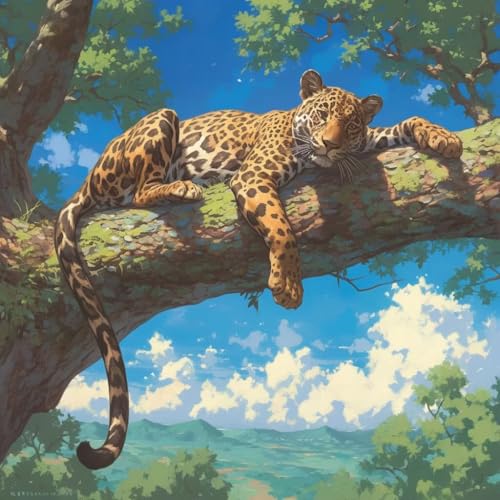 Diamond Painting Erwachsene Leopard, Diamant Painting Baum Bilder 5D DIY Diamant Bastelset Erwachsene Anfänger, Geeignet Als Frauen Geschenk und Wohnzimmer Schlafzimmer Wand Dekoration 35x35 cm V-32 von wcusmmog