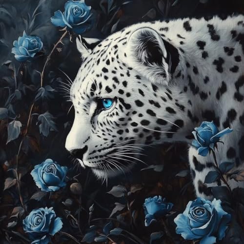 Diamond Painting Erwachsene Leopard, Diamant Painting Rose Bilder 5D DIY Diamant Bastelset Erwachsene Anfänger, Geeignet Als Frauen Geschenk und Wohnzimmer Schlafzimmer Wand Dekoration 20x20 cm V-29 von wcusmmog