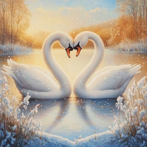 Diamond Painting Erwachsene Liebe, Diamant Painting Schwan Bilder 5D DIY Diamant Bastelset Erwachsene Anfänger, Geeignet Als Frauen Geschenk und Wohnzimmer Schlafzimmer Wand Dekoration 35x35 cm V-9 von wcusmmog