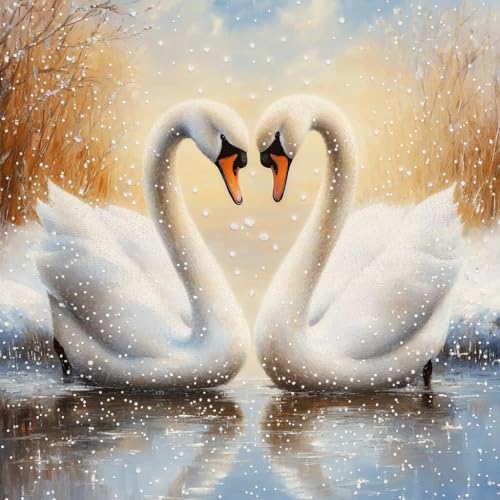 Diamond Painting Erwachsene Liebe, Diamant Painting Schwan Bilder 5D DIY Diamant Bastelset Erwachsene Anfänger, Geeignet Als Frauen Geschenk und Wohnzimmer Schlafzimmer Wand Dekoration 60x60 cm V-10 von wcusmmog