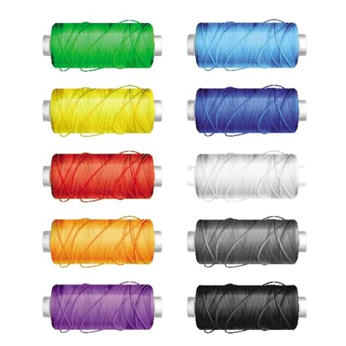 WE-STOCK Nähgarn, 10 Spulen aus 100 % Polyester, verschiedene und leuchtende Farben, je 50 Meter von weSTOCK