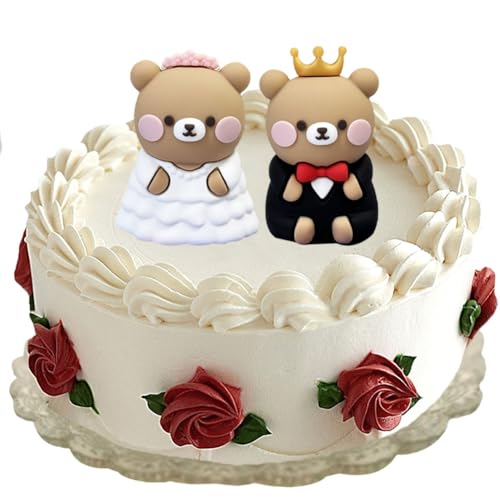 Teddybär-Figur, Teddybär-Kuchenaufsatz, Paar-Figur, Kuchendekoration, Hochzeitstortendekoration, Paar-Statue, Brautpaar, Kuchendekoration für Teddybär, Hochzeitsfeier, 2 Stück von wedfcvrt