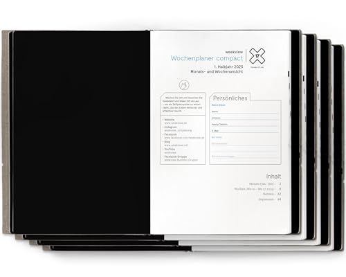 weekview Set X17 A5 compact Planer 2025 - Modulares System - mit Planungsübersichten und Notizheft (4 Hefte) von weekview