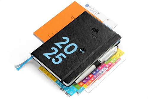 weekview compact note Premium 2025 - Wochenplaner! Personal Organizer mit großem Notizteil / A6+ (12x18cm) mit Sticker, Tafelkalender, Griffregister, Froschtasche, Stiftschlaufe, Notizheft und Stift von weekview