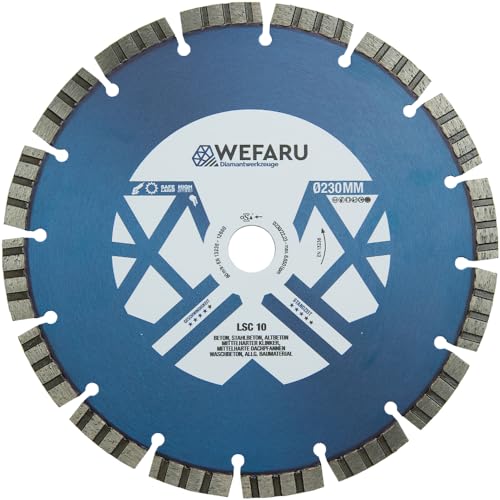 WEFARU Turbo Diamanttrennscheibe 230mm x 22,2 mm für Stein, Beton, Granit, Mauerwerk, Ziegel von wefaru