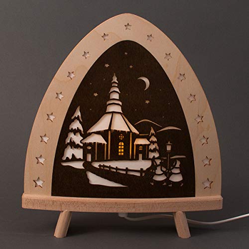 weigla - Dekoleuchte original Erzgebirge I Motiv Seiffen I 1 LED Lampe I 0,8 W, E14 I Weihnachtsdeko innen I Weihnachtsbeleuchtung aus Holz I Fensterdeko von weigla