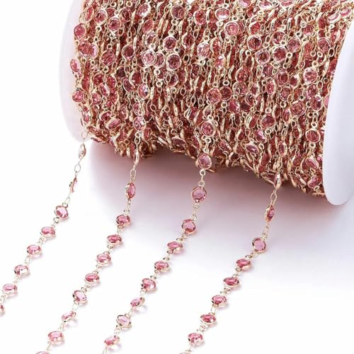 1 Meter Kristall Zirkon Steinkette Bunte Glasperlen Ketten für DIY Halskette Armband Schmuckherstellung Zubehör-17-1 Meter 6,8 MM von wejiay