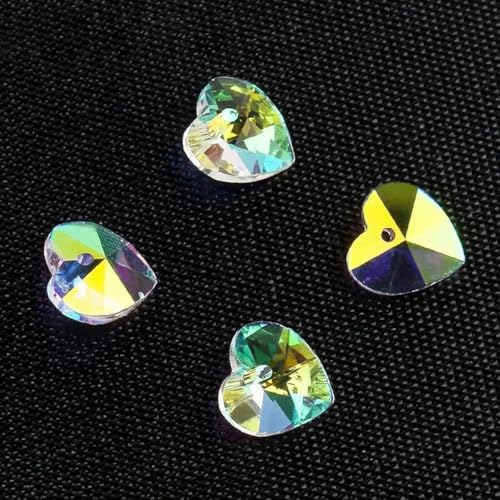 10/14/18 mm bunter Kristall-Herz-Charm-Anhänger, Liebesherz, Edelsteine, Glasperlen für Frauen, Schmuckherstellung, DIY-Halsketten, Ohrringe, Weiß, 10 mm, 10 Stück von wejiay