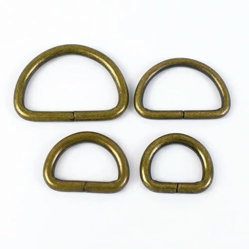 10 Stück 13–50 mm Metall-D-Ring-Schnalle für Rucksack, Gurtband, Verbindungshaken, Taschengurt, Verschluss zum Verstellen, DIY-Nähen, Kleidungszubehör, 4,8 mm dick, 20 mm, Bronze von wejiay