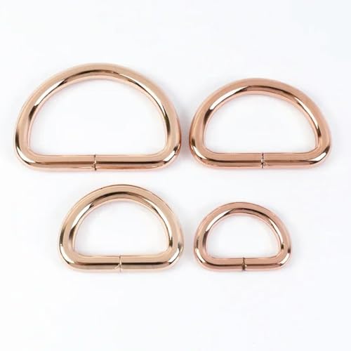 10 Stück 13–50 mm Metall-D-Ring-Schnalle für Rucksack-Gurtband, Verbinder, Haken, Taschengurt, Einstellverschluss, DIY-Nähkleidungszubehör, 4,8 mm dick, 50 mm, Roségold von wejiay