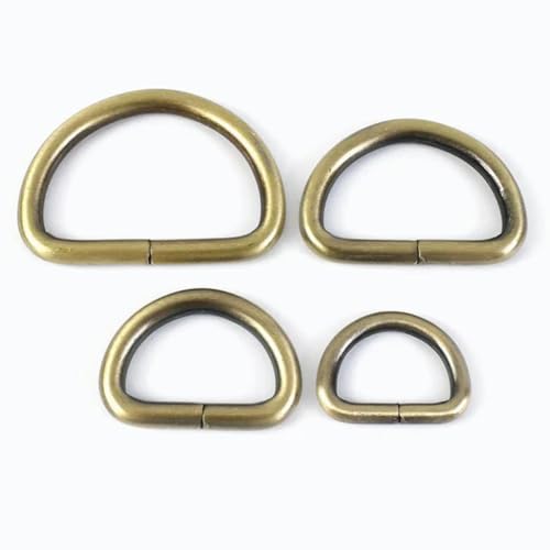 10 Stück 13–50 mm Metall-D-Ring-Schnalle für Rucksack-Gurtband, Verbindungshaken, Taschengurt, Einstellverschluss, DIY-Nähkleidungszubehör, 4,8 mm dick, 50 mm, Messing von wejiay