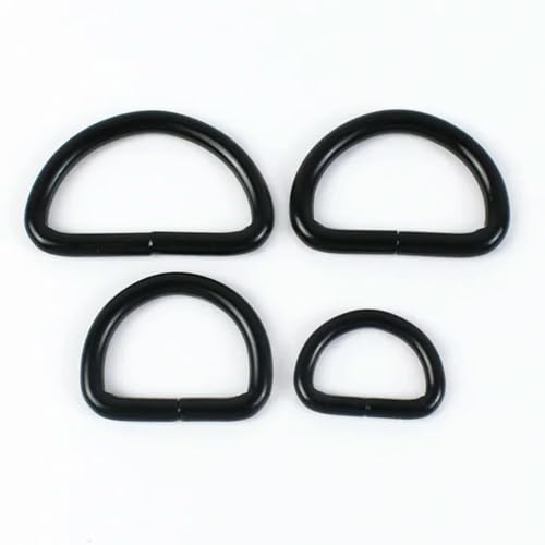 10 Stück 13–50 mm Metall-D-Ring-Schnalle für Rucksack-Gurtband, Verbindungshaken, Taschengurt, Einstellverschluss, DIY-Nähkleidungszubehör, 4,8 mm dick, 50 mm, Schwarz von wejiay