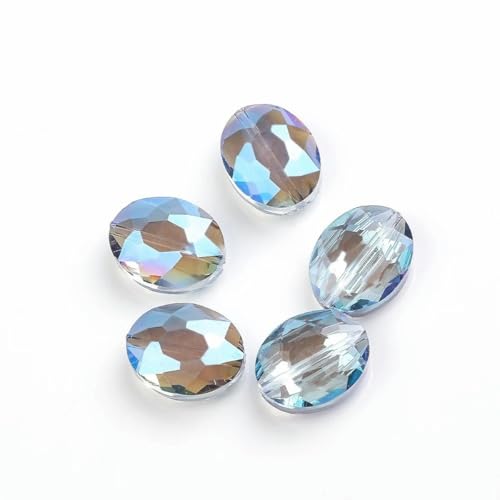 10 Stück 16 x 20 mm Kristallperlen, Charms, Basteln, Rinderaugenform, ovale Glasperlen, Stein für die Herstellung von DIY-Schmuck, transparentes Grün von wejiay