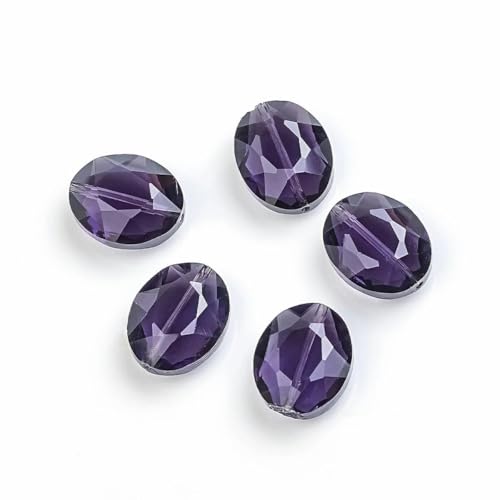 10 Stück 16 x 20 mm Kristallperlen Charms Basteln Rinderaugen Form Glas Oval Perlen Stein für DIY Schmuckherstellung-violett von wejiay