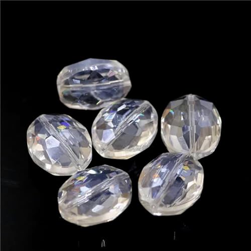 10 Stück 16 x 20 mm Kristallperlen Charms Basteln Rinderaugen Form Glas Oval Perlen Stein für DIY Schmuckherstellung-weiß ab von wejiay