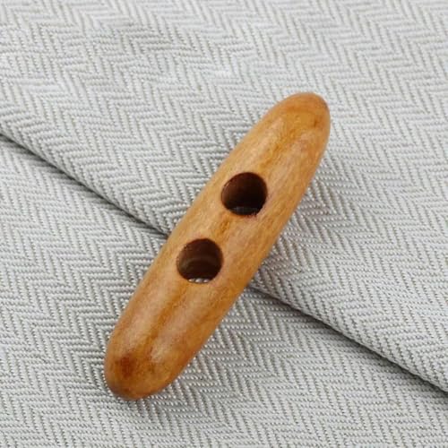 100 Stück Olivenknöpfe Holzknöpfe zum Nähen Basteln Kleidung Mantel Außenpullover Knopf Lange Streifen Druckknöpfe Nähzubehör-U-3,5 cm von wejiay