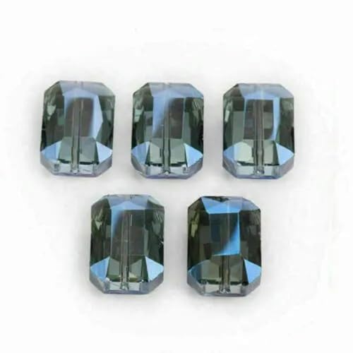 14 x 10 mm, 10 Stück, quadratischer Würfel, Glas, rechteckig, Kristall, facettiert, Charms, lose Perlen, Abstandsperlen, DIY, Basteln, Schmuckherstellung, Fundstücke, Tintenblau von wejiay