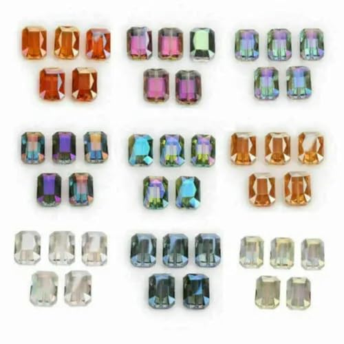 14 x 10 mm, 10 Stück, quadratischer Würfel, Glas, rechteckig, Kristall, facettiert, Charms, lose Perlen, Abstandsperlen, DIY, Basteln, Schmuckherstellung, Fundstücke, zufällig gemischte Farben von wejiay