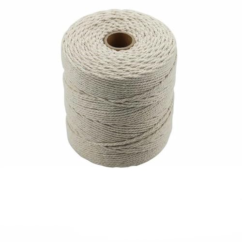 2 mm 3 mm Makramee-Schnur, gedrehte Baumwollschnur, Seil für handgefertigte natürliche beige Kordeln, DIY, Heimdekoration, Hochzeitsfeier-Zubehör, Beige, 2 mm, 230 m von wejiay