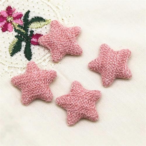 20 Stück mehrfarbige, flache Rückseite, mit Wollstoff überzogene Sternknöpfe für Haus und Garten, Basteln, Cabochon, Scrapbooking, DIY-Zubehör, rosa, 20 Stück von wejiay