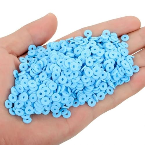 200–800 Stück/Beutel, 6 mm, flache, runde Polymer-Tonperlen, Chip-Scheibe, lose Abstandshalter, handgefertigte Perlen für die Herstellung von DIY-Schmuckarmbändern-Blau_a-6 mm-800 Stück von wejiay