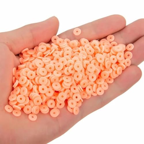 200–800 Stück/Beutel, 6 mm, flache, runde Polymer-Tonperlen, Chip-Scheibe, lose Abstandshalter, handgefertigte Perlen zur Herstellung von DIY-Schmuckarmbändern, Orange, 3–6 mm, 400 Stück von wejiay