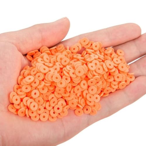 200–800 Stück/Beutel, 6 mm, flache, runde Polymer-Tonperlen, Chip-Scheibe, lose Abstandshalter, handgefertigte Perlen zur Herstellung von DIY-Schmuckarmbändern, Orange 2–6 mm, 400 Stück von wejiay