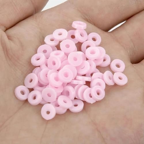 200–800 Stück/Beutel, 6 mm, flache, runde Polymer-Tonperlen, Chip-Scheibe, lose Abstandshalter, handgefertigte Perlen zur Herstellung von DIY-Schmuckarmbändern, Rosa, 6 mm, 200 Stück von wejiay