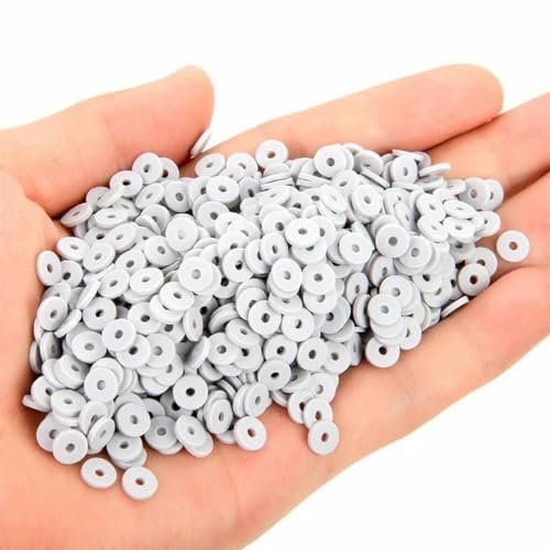 200–800 Stück/Beutel, 6 mm, flache, runde Polymer-Tonperlen, Chip-Scheibe, lose Abstandshalter, handgefertigte Perlen zur Herstellung von DIY-Schmuckarmbändern, grau, 6 mm, 400 Stück von wejiay