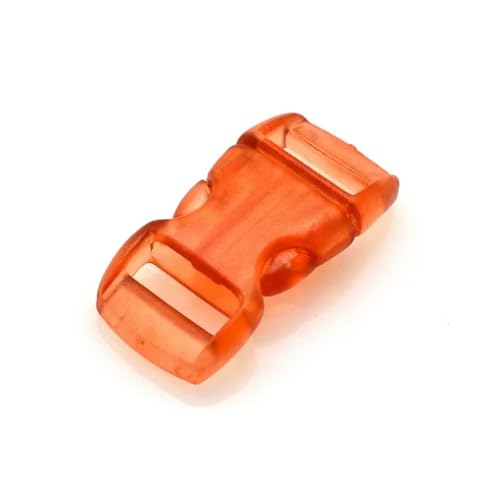 3/8"(10 mm) Jelly Clear Bunte gebogene Mini-Schnallen mit seitlicher Entriegelung für Paracord-Armbänder/Katzenhalsbänder - 1000 Stück - Orange von wejiay