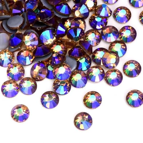 AB SS6-SS30 Hot Fix Strass Kristall Super Glitter Strass Aufbügel-Strasssteine für Stoffbekleidung - Lt. co.Topaz AB - Größenmix 1000 Stück von wejiay