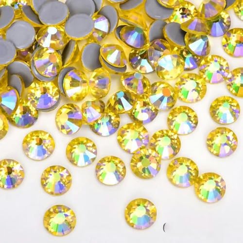 AB SS6-SS30 Hot Fix Strass Kristall Super Glitter Strass Aufbügelbare Strasssteine für Stoffkleidung-Citrin AB-SS20-1440 Stück von wejiay