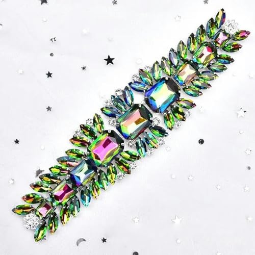 Kristall-Strass-Applikation für Brautkleider, Gürtel, Glas-Diamant-Blumenbesatz, Kette zum Aufnähen auf Kleidung, Schuhe, Taschen, Accessoires, Stil 10, 5 x 20,5 cm, 1 Stück von wejiay