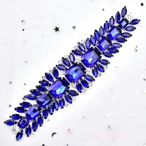 Kristall-Strass-Applikation für Brautkleider, Gürtel, Glas-Diamant-Blumenbesatz, Kette zum Aufnähen auf Kleidung, Schuhe, Taschen, Accessoires, Stil 14, 5 x 20,5 cm, 1 Stück von wejiay