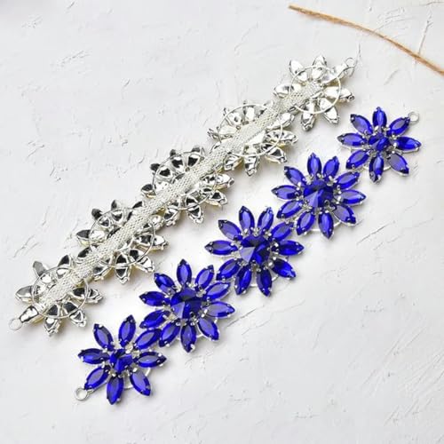 Kristall-Strass-Applikation für Brautkleider, Gürtel, Glas-Diamant-Blumenbesatz, Kette zum Aufnähen auf Kleidung, Schuhe, Taschen, Accessoires, Stil 2, 4,3 x 20 cm, 1 Stück von wejiay