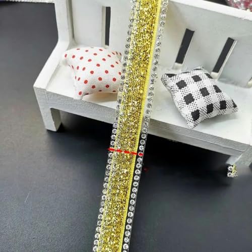 Strass-Bänder, Kristall-Silber-Strass-Besatz, Gürtel-Strass-Besatz, DIY-Kette, Pailletten-Gold, 1,5 cm – 50 cm Länge, 1 Stück von wejiay