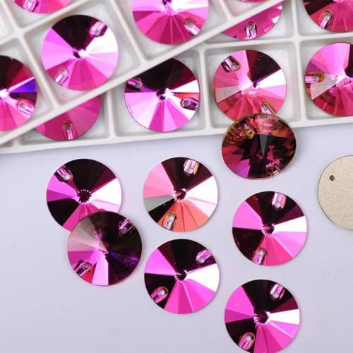 Strasssteine zum Aufnähen, runde Perlen, Steine, Strass-Applikationen für Hochzeitskleider, Kleidung, DIY-Nähkristalle, Fuchsia, 8 mm, 56 Stück von wejiay