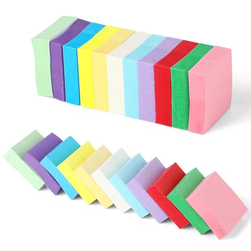 Wenrescry Haftnotizen Super Sticky Notes, 1100 Blatt, 76 x 76 mm, 11 Farben, Selbstklebende Notizzettel, Geeignet für Büro, Zuhause, Schule, To-Do-Listen und Erinnerungen von wenrescry