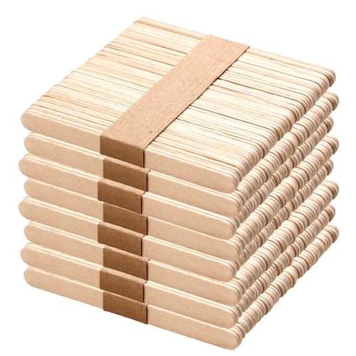 Wenrescry 400 Stück Eisstiele holz,Eisstiele Holzstäbchen zum Basteln - Naturholz DIY Bastelstäbchen, Holzspachtel für Handwerk und Kosmetik (114 x 9 x 2 mm) von wenrescry